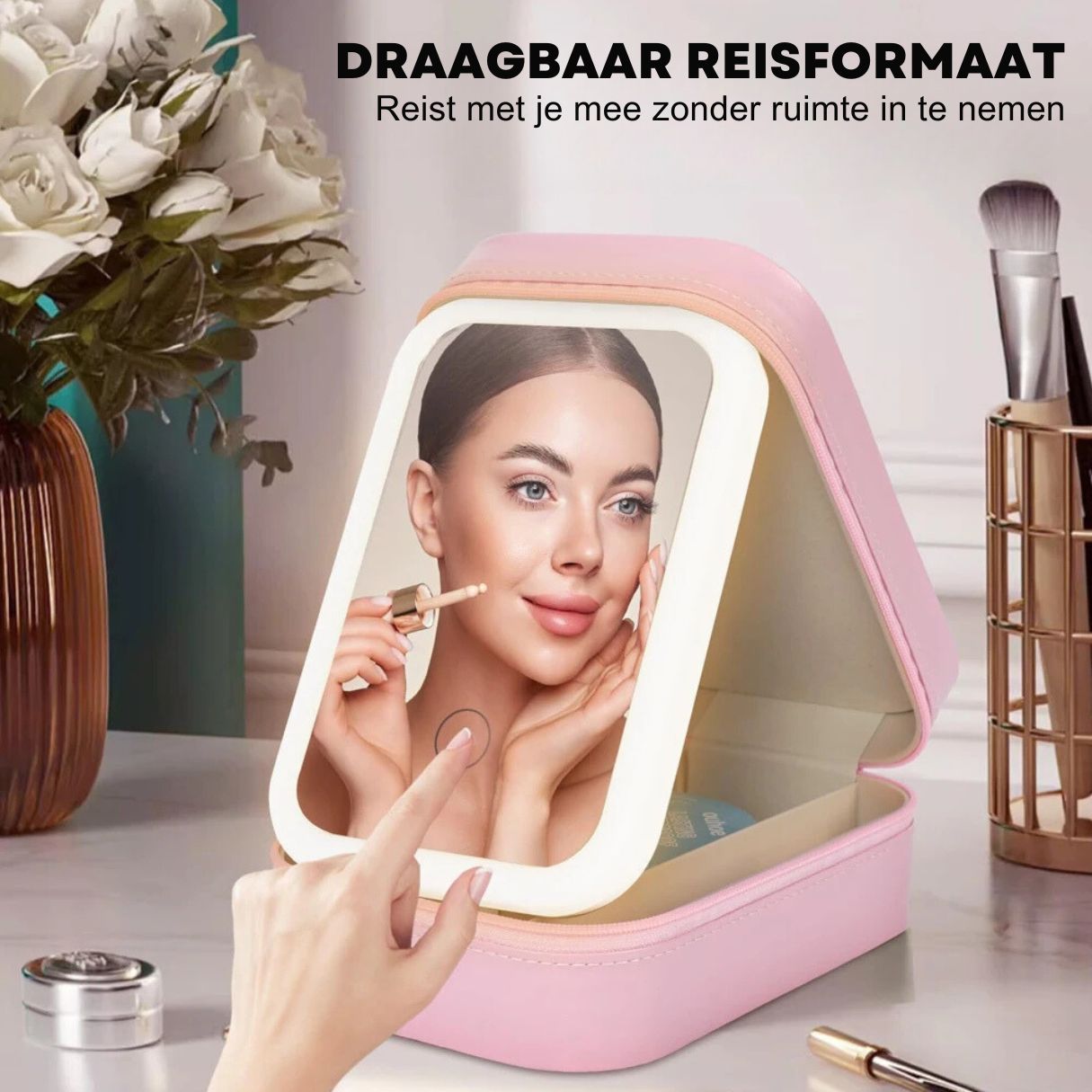 Draagbare make-up spiegel