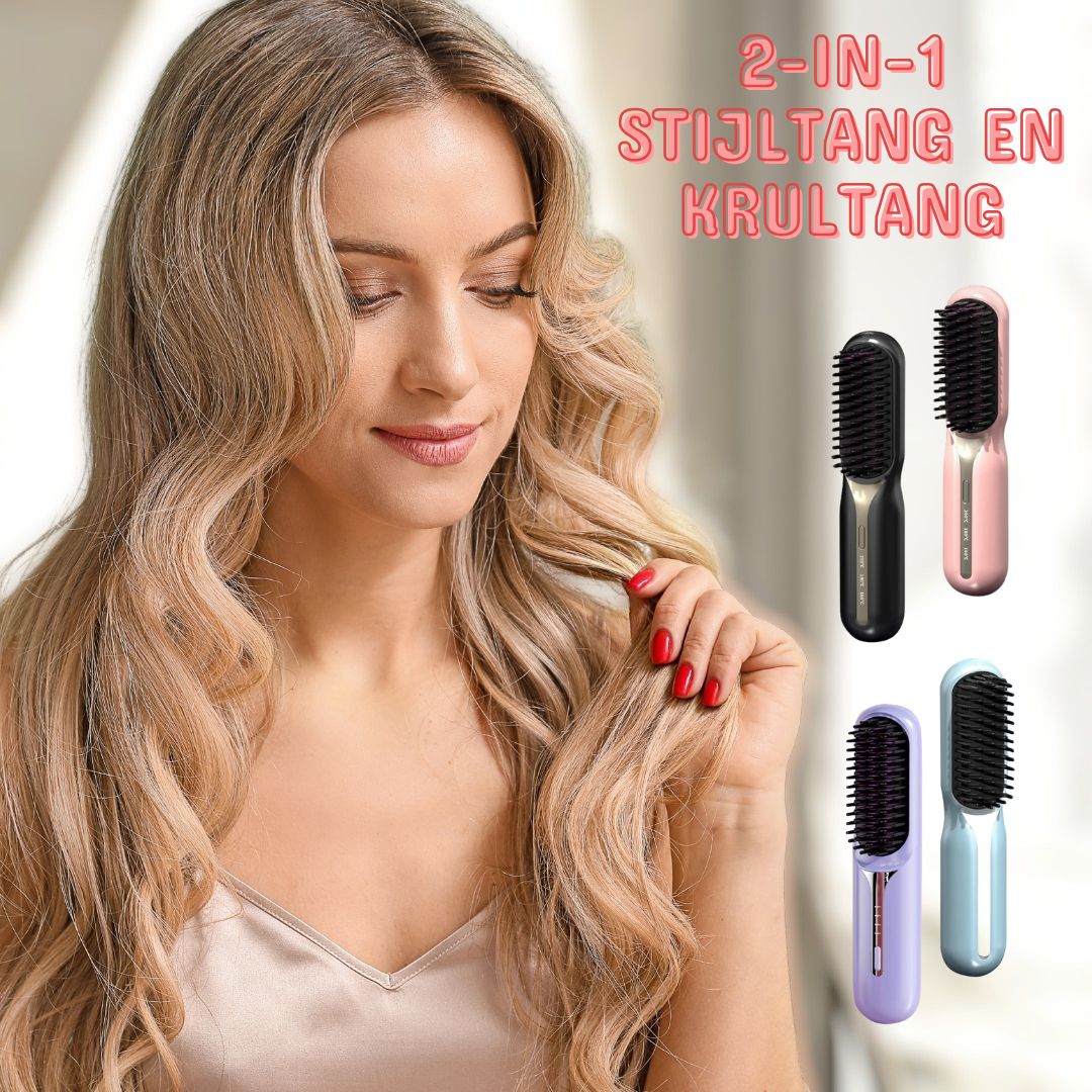 2-in-1 stijl- en krultang | Gratis make-up tasje