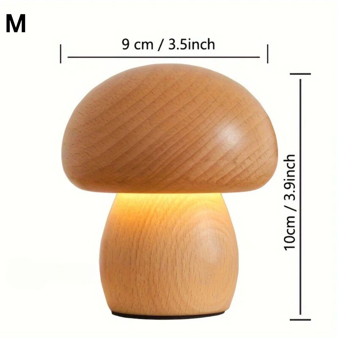 Houten paddenstoel lamp