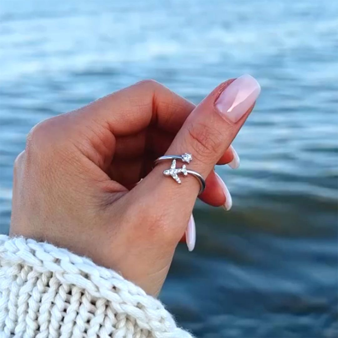 Wanderlust vliegtuig ring | 1+1 gratis