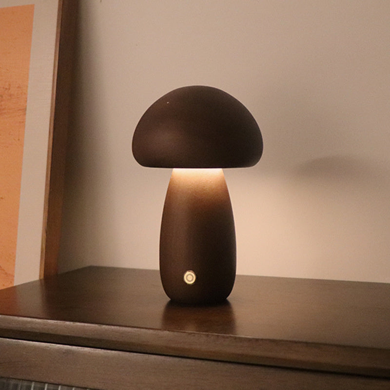 Houten paddenstoel lamp