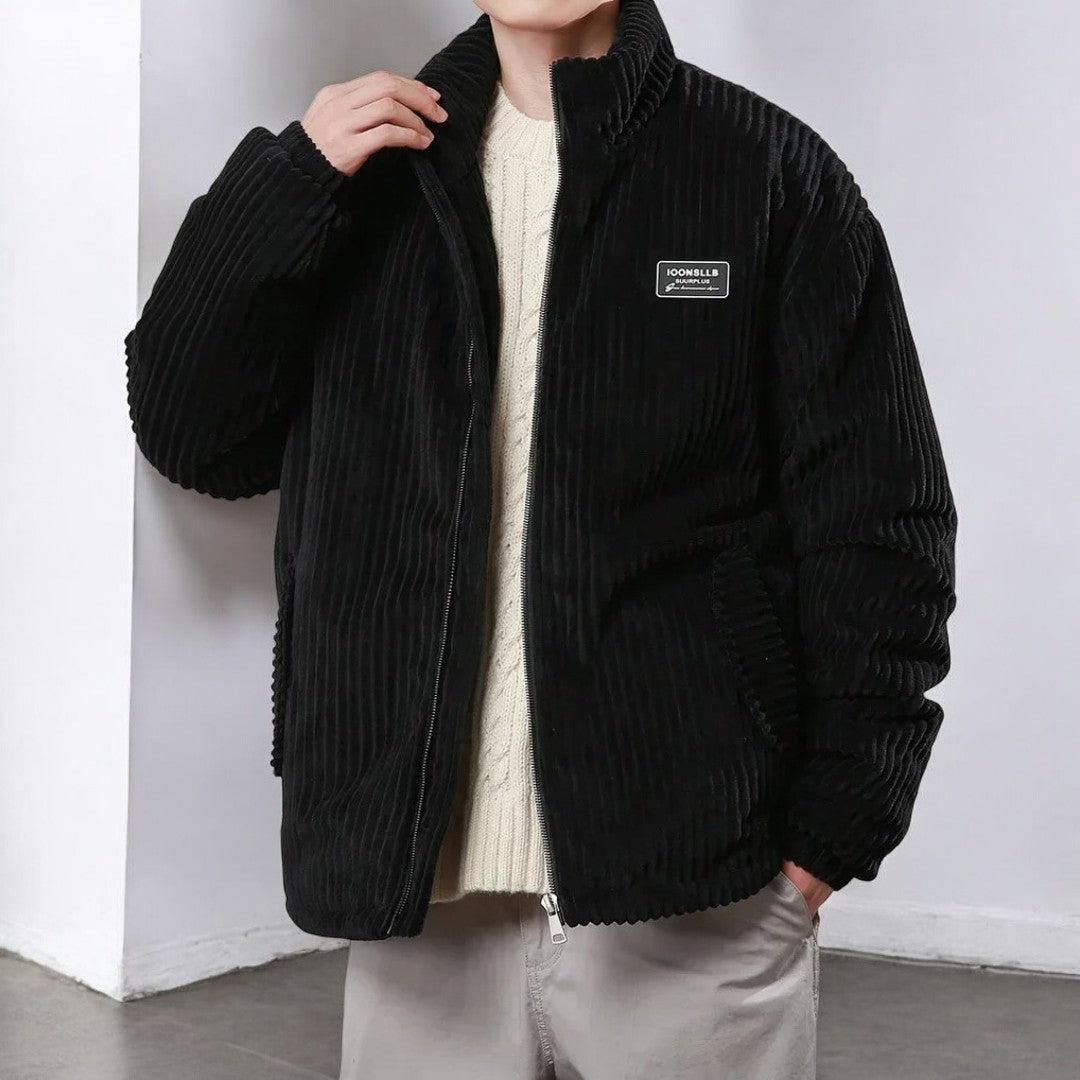 Corduroy puffer jack