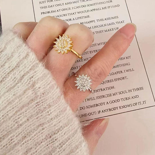 Sierlijke zonnebloem fidget ring