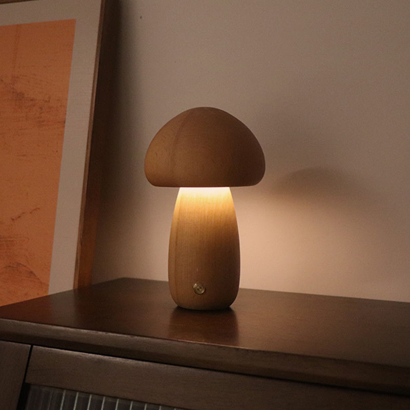 Houten paddenstoel lamp